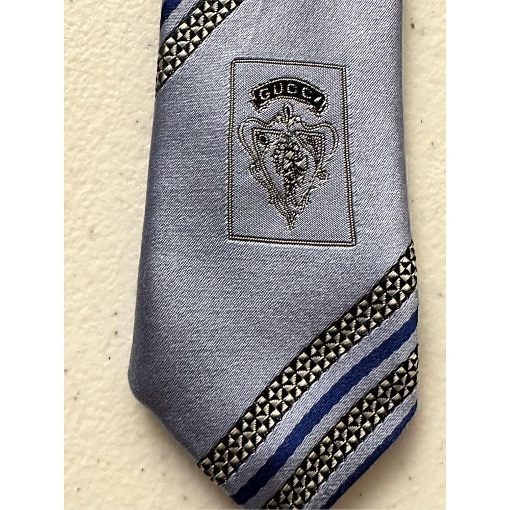 Gucci Blue, Pattern Print Silk Patterned Tie - Picture 2 of 7